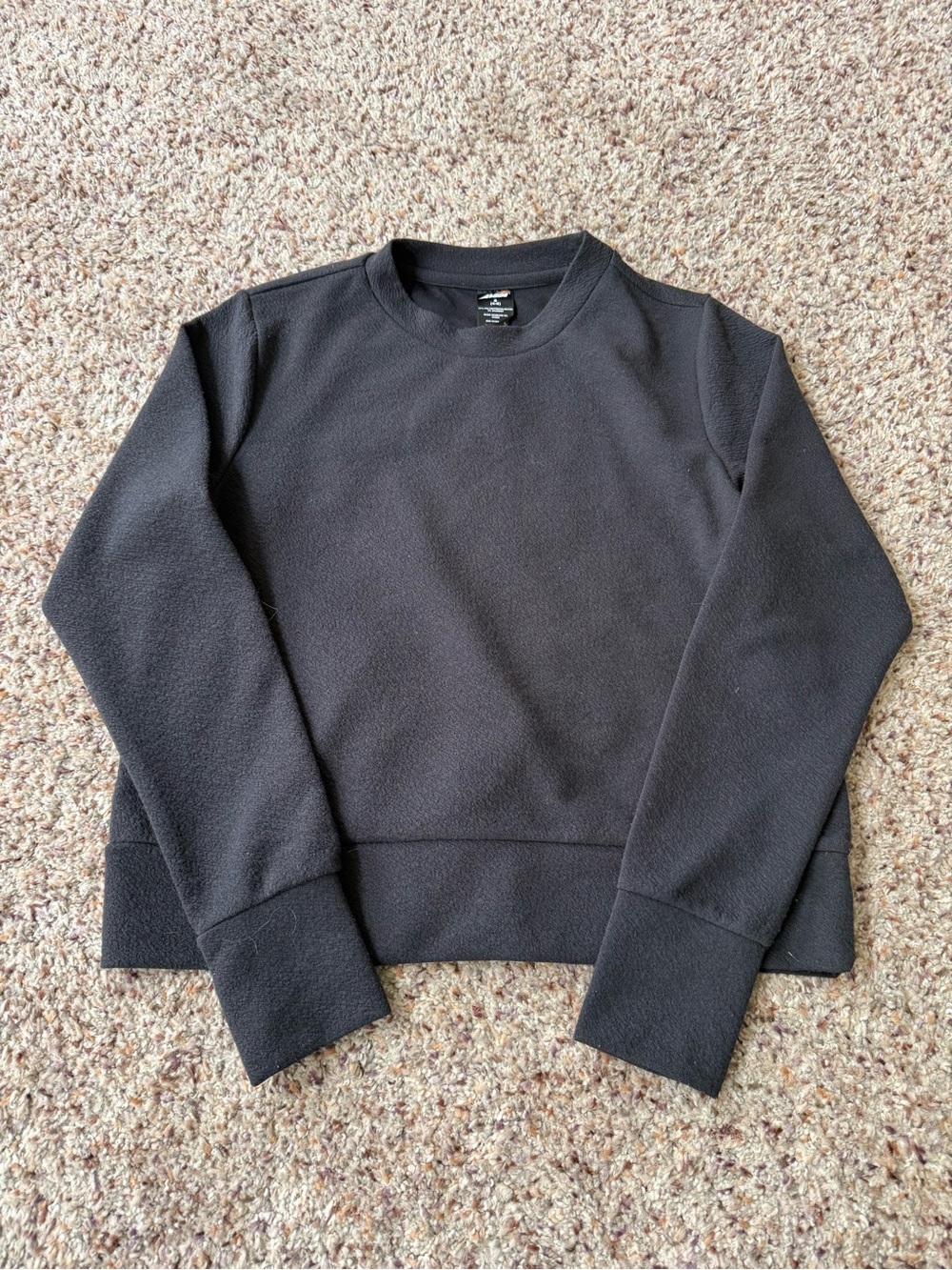 Women’s Black Crewneck Fleece Pullover Sweater